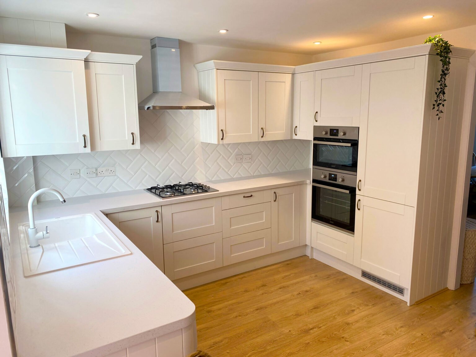 Kitchen with herringbone tiles